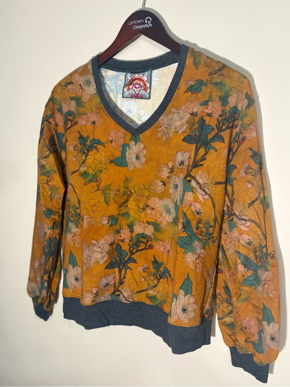 Johnny Was Burnt Orange Floral V-Neck Sweater rare sze small - Picture 3 of 10